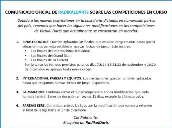 Comunicado Radikal Darts